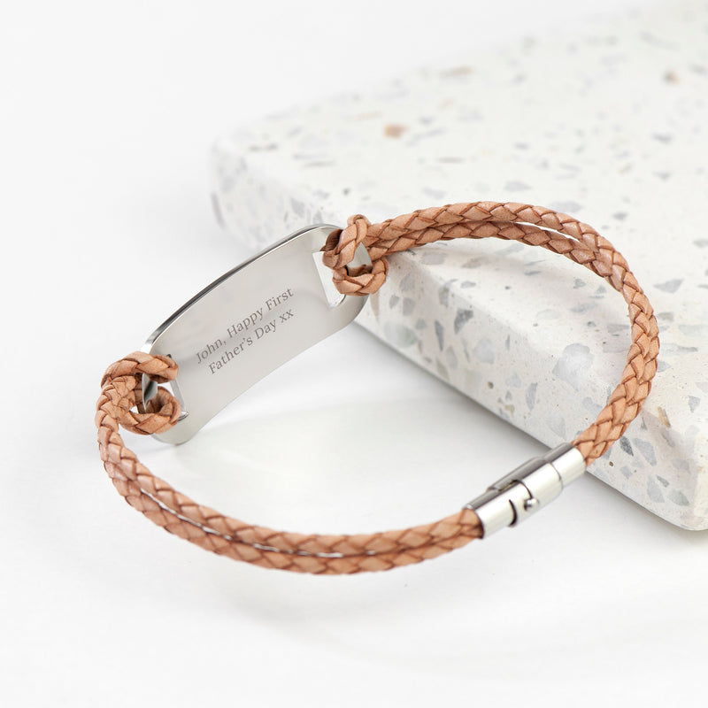 Personalised Men's Anchor Statement Leather Bracelet