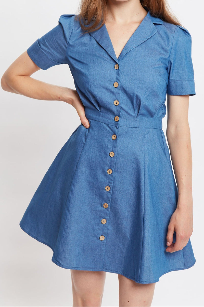 Louche Perry Chambray Short Sleeve Shirt Dress