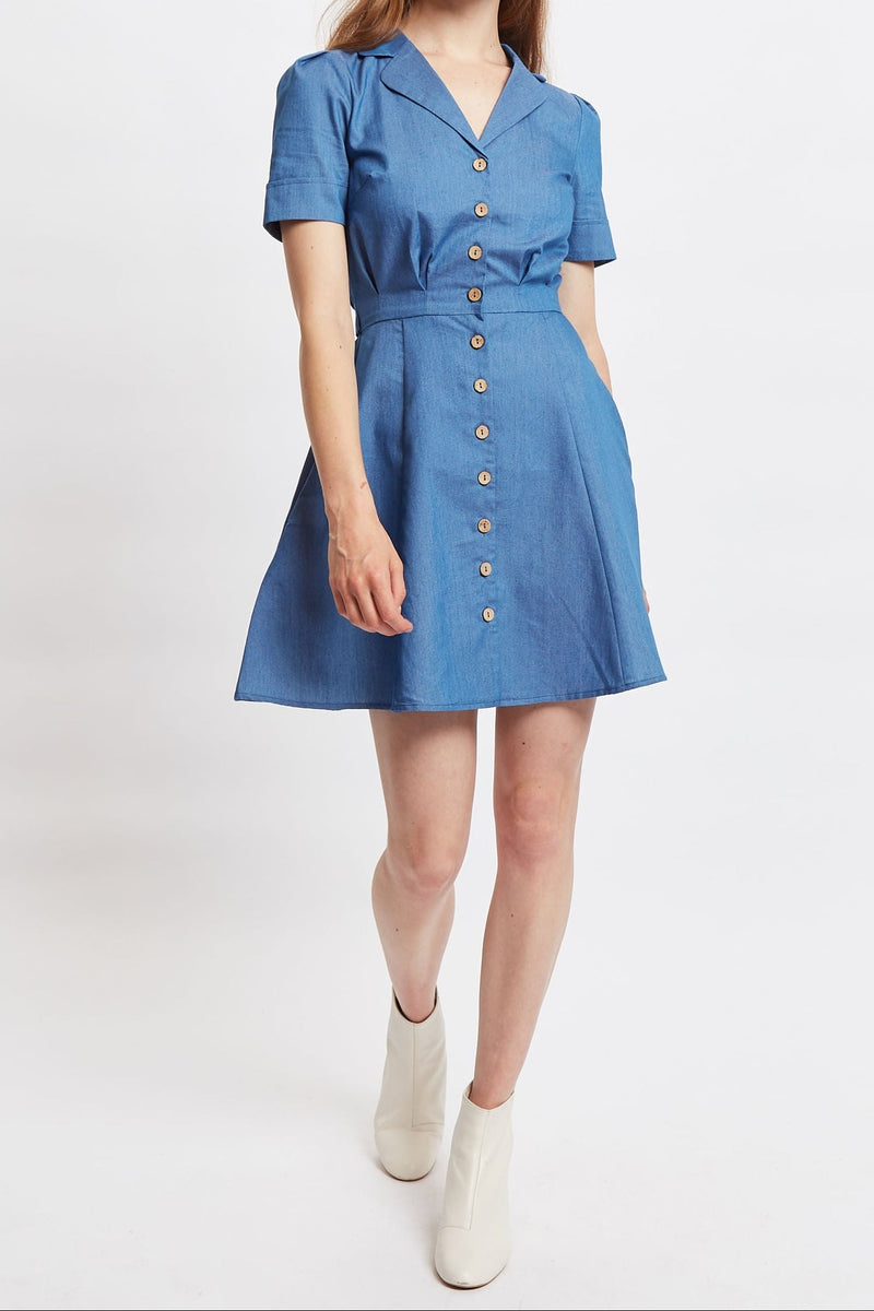 Louche Perry Chambray Short Sleeve Shirt Dress