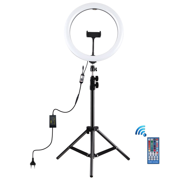 PULUZ 11.8 inch 30cm RGB Light 1.1m Tripod Mount Dimmable LED Ring Vlogging Selfie Photography Video Lights Live Broadcast Kits with Cold Shoe Tripod Ball Head & Phone Clamp, 11.8 inch RGB+Tripod(AU)