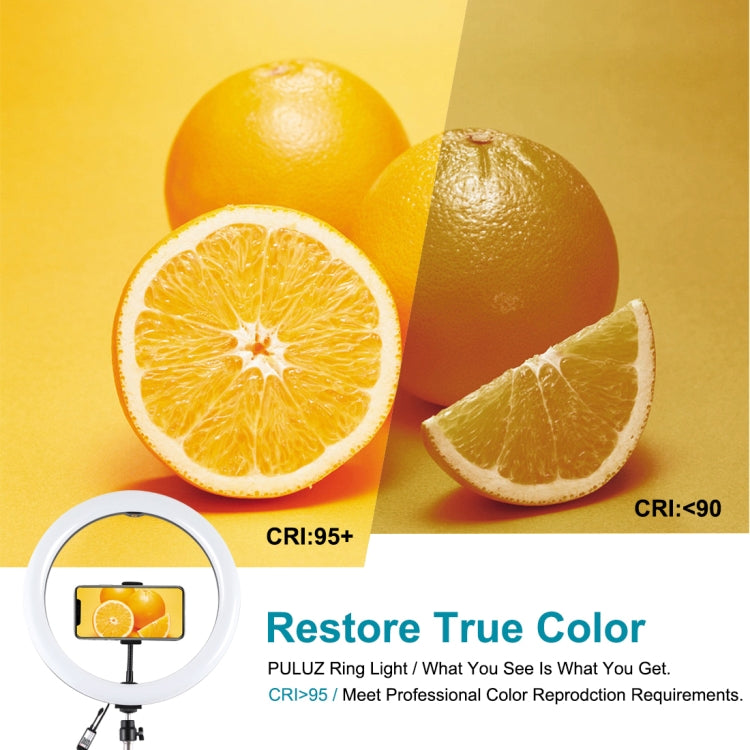 PULUZ 11.8 inch 30cm RGB Light 1.1m Tripod Mount Dimmable LED Ring Vlogging Selfie Photography Video Lights Live Broadcast Kits with Cold Shoe Tripod Ball Head & Phone Clamp, 11.8 inch RGB+Tripod(AU)
