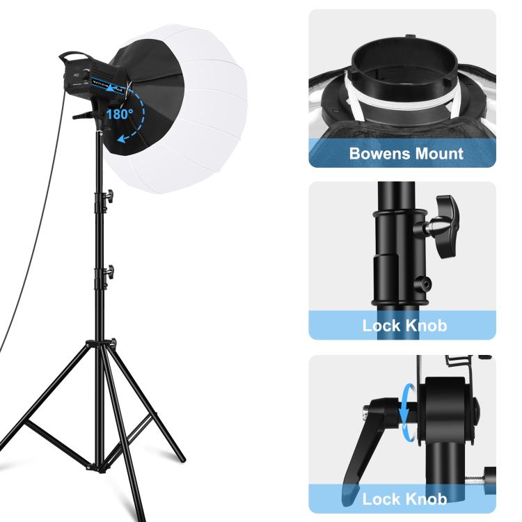 PULUZ 220V 120W Studio Video Light + 2.8m Light Holder + 65cm Foldable Lantern Softbox Photography Kit, 120W 2700K-6500K Light 2.8m Light Holder Kit UK Plug, 120W 2700K-6500K Light 2.8m Light Holder Kit US Plug...