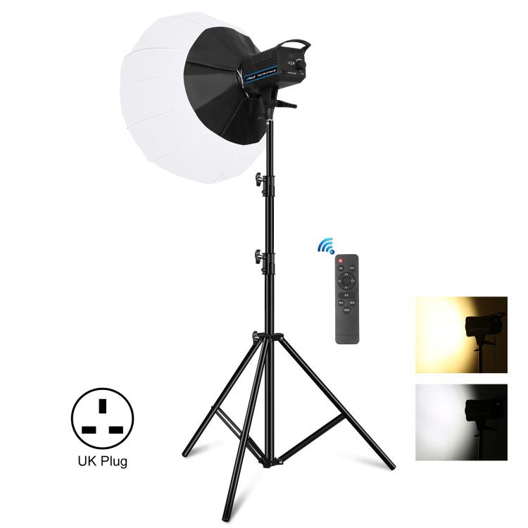 PULUZ 220V 120W Studio Video Light + 2.8m Light Holder + 65cm Foldable Lantern Softbox Photography Kit, 120W 2700K-6500K Light 2.8m Light Holder Kit UK Plug, 120W 2700K-6500K Light 2.8m Light Holder Kit US Plug...