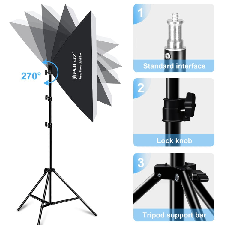 PULUZ Softbox Lighting Kit 2 PCS 50x70cm Professional Photo Studio Photography Light Equipment with 8 x E27 20W E27 Socket Bulb Photography Lighting Kit for Filming Portrait Shooting / Fashion Advertising Photography, 2 PCS 4 x Bulb Kit EU Plug...