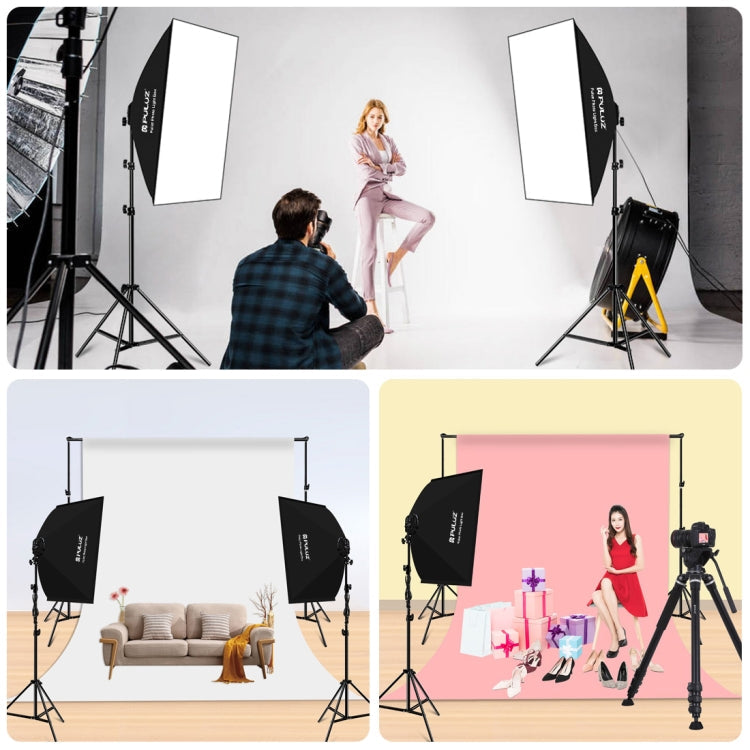 PULUZ Softbox Lighting Kit 2 PCS 50x70cm Professional Photo Studio Photography Light Equipment with 8 x E27 20W E27 Socket Bulb Photography Lighting Kit for Filming Portrait Shooting / Fashion Advertising Photography, 2 PCS 4 x Bulb Kit EU Plug...