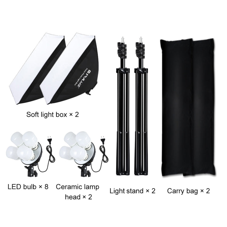 PULUZ Softbox Lighting Kit 2 PCS 50x70cm Professional Photo Studio Photography Light Equipment with 8 x E27 20W E27 Socket Bulb Photography Lighting Kit for Filming Portrait Shooting / Fashion Advertising Photography, 2 PCS 4 x Bulb Kit EU Plug...
