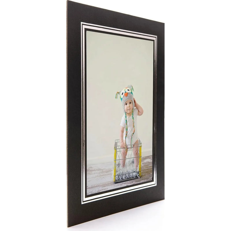 Kenro 6x4 Cardboard Strut Photo Mount – Black with Silver Border (Pack of 10)