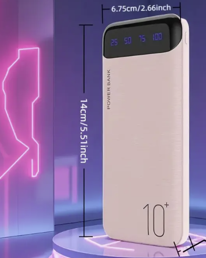 10000mAh Portable Power Bank – Fast Charging USB Charger with LED Digital Display, Dual USB Output, Type-C/Micro Input – Compatible with iOS & Android Devices