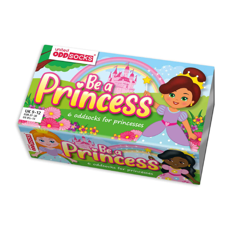 6 Pack Girls Cute Novelty Princess Odd Socks in a Gift Box