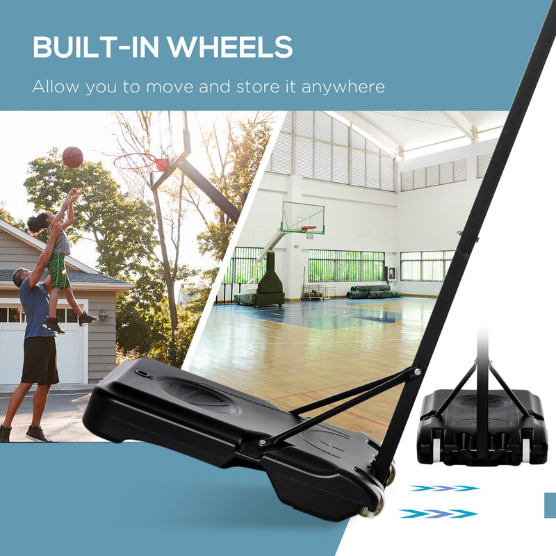155-210cm Height Adjustable Basketball Stand Backboard Portable w/ Net HOMCOM
