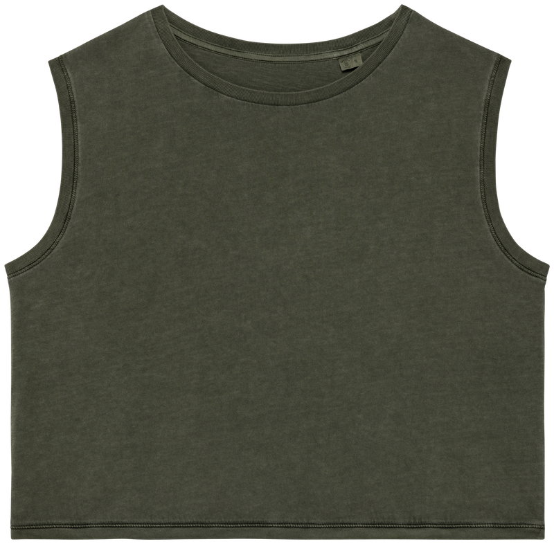 Organic Faded Cropped Tank Top: Womens