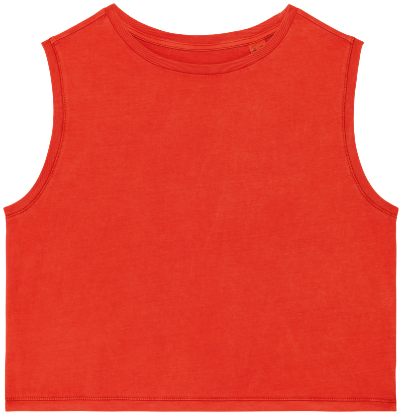 Organic Faded Cropped Tank Top: Womens