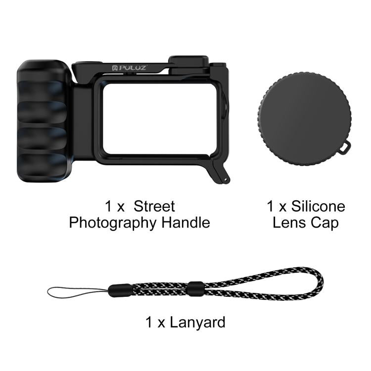 For DJI Osmo Action 6 PULUZ Street Photography Handle Ergonomic Hand Grip Cage Frame with Cold Shoe, Street Photography Handle