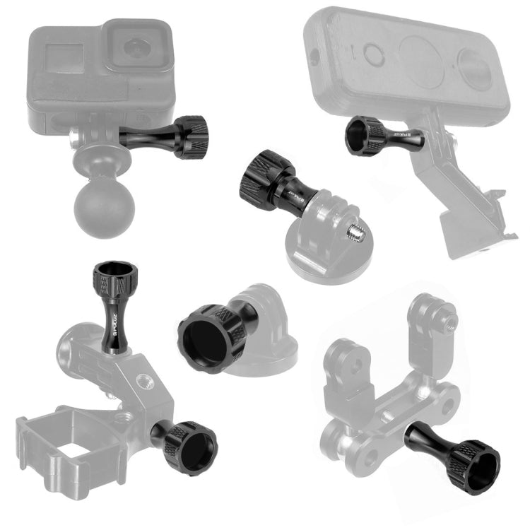 PULUZ CNC Aluminum Thumb Knob Stainless Bolt Nut Screw Set for GoPro, Insta360, DJI and Other Action Cameras, 2 Black Screws (Aluminum), 2 Gold Screws (Aluminum), 2 Blue Screws (Aluminum), 2 Red Screws (Aluminum)