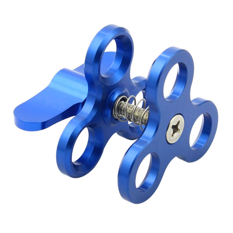 PULUZ Triple Ball Clamp Close Hole Diving Camera Bracket CNC Aluminum Spring Flashlight Clamp for Diving Underwater Photography System, Triple Ball Close Hole(Blue)