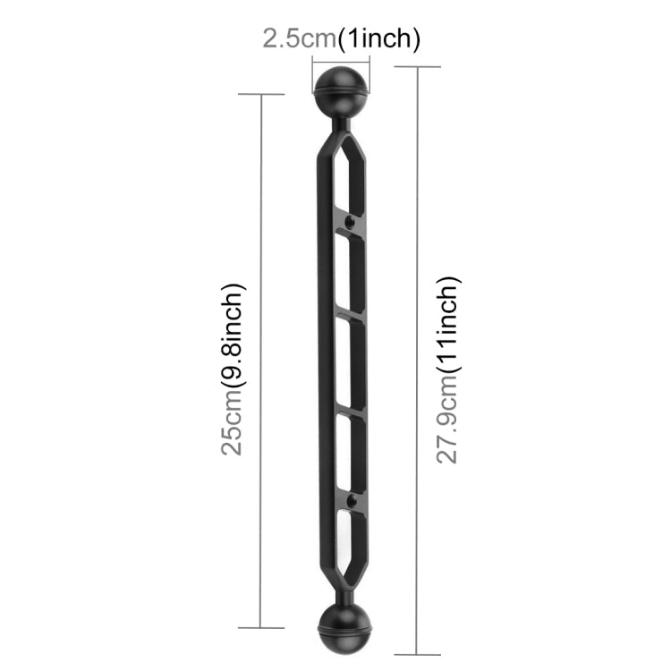 PULUZ 11.0 inch 27.9cm Aluminum Alloy Dual Balls Arm, Ball Diameter: 25mm, 11.0 inch (Red), 11.0 inch (Black), 11.0 inch (Blue)