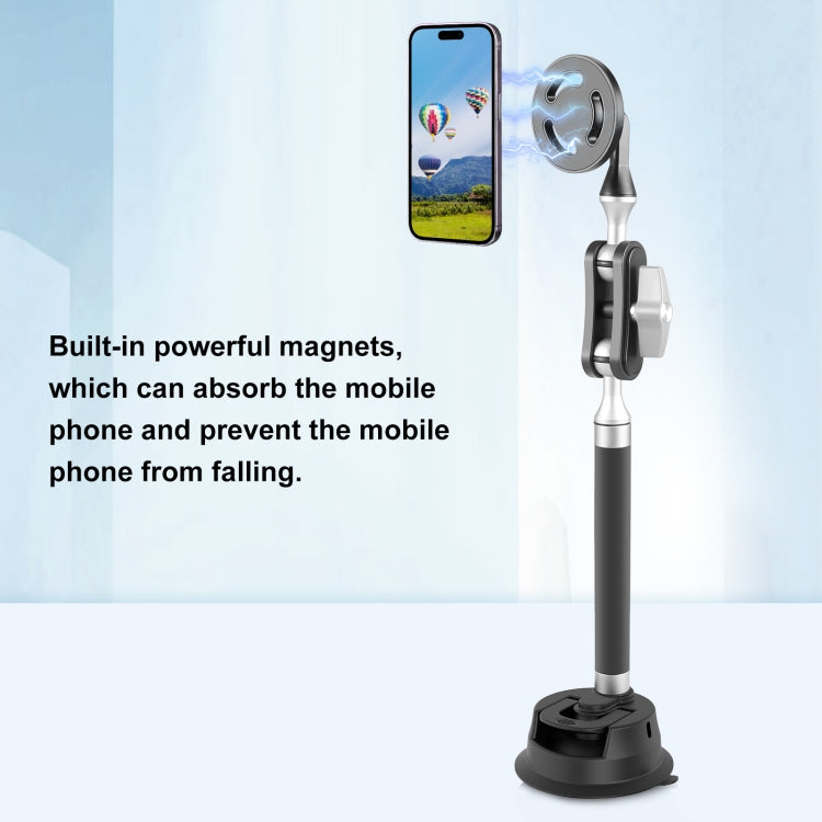 PULUZ Car Suction Cup Arm Mount Phone Tablet Magnetic Holder with Phone Clamp, Car Suction Cup Arm