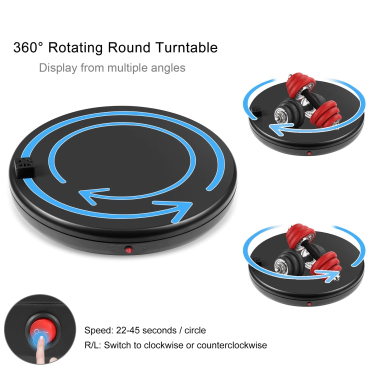 PULUZ 45cm Remote Control Adjusting Speed Rotating Turntable Display Stand with Power Socket, Black, Load 100kg, 45cm Load 100kg Black US Plug with Power Socket, 45cm Load 100kg Black UK Plug with Power Socket...