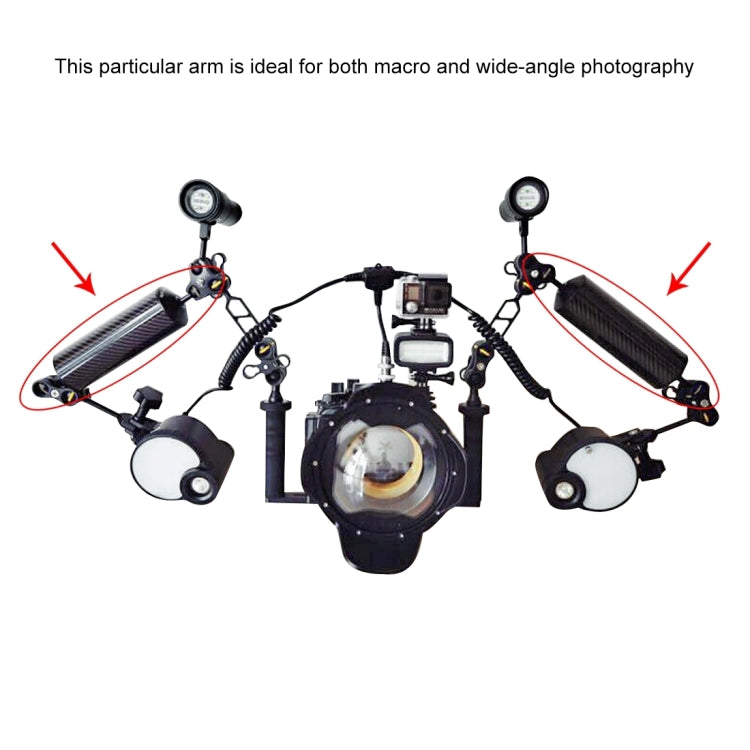 PULUZ 14.56 inch 37cm Length 40mm Diameter Dual Balls Carbon Fiber Floating Arm, Ball Diameter: 25mm, Buoyancy: 300g, 14 inch 300g Buoyancy