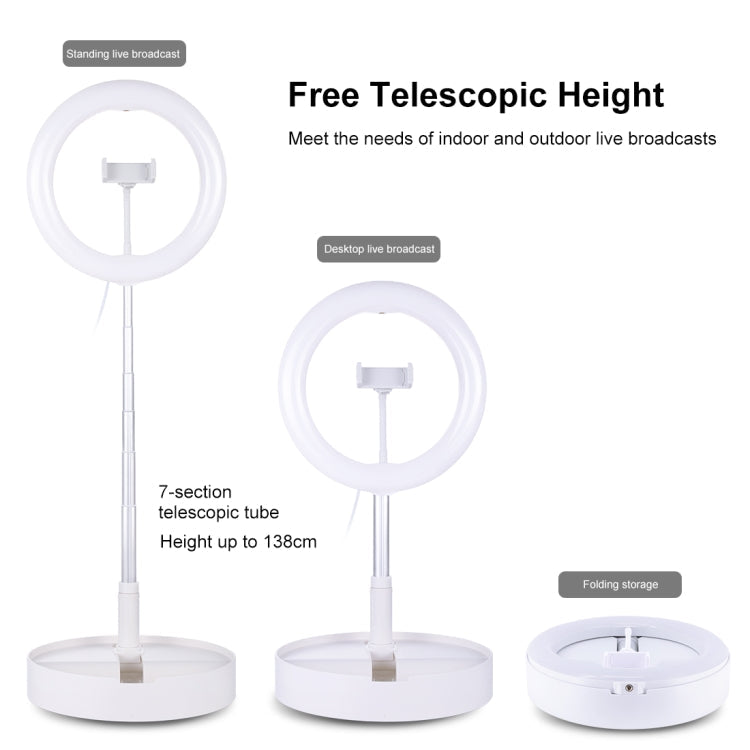 PULUZ 10.2 inch 26cm USB 3 Modes Dimmable Dual Color Temperature LED Curved  Ring Vlogging Selfie Photography Video Lights with Bluetooth Remote Shutter & Folding Desktop Holder & Phone Clamp
