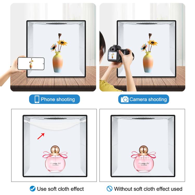 PULUZ 40cm Folding Portable Ring Light USB Photo Lighting Studio Shooting Tent Box with 6 x Dual-side Color Backdrops, Size: 40cm x 40cm x 40cm, 40cm