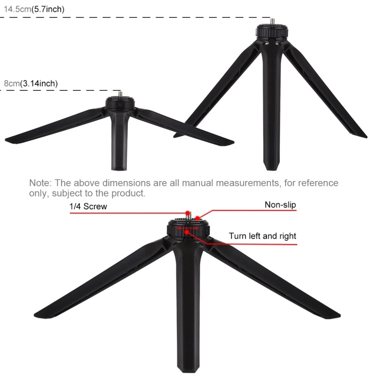 PULUZ Pocket Mini Plastic Tripod Mount with Phone Clamp for Smartphones, Plastic Tripod (Black)