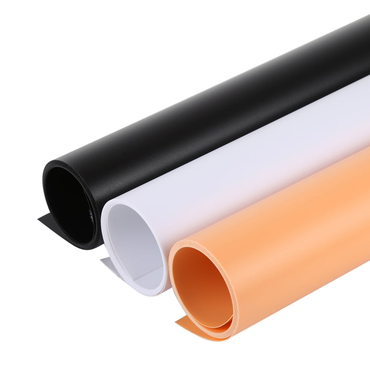 PULUZ Photography Background PVC Paper Kits for Studio Tent Box, Size: 156cm x 80cm, Backdrop 80cm(Orange), Backdrop 80cm(White)
