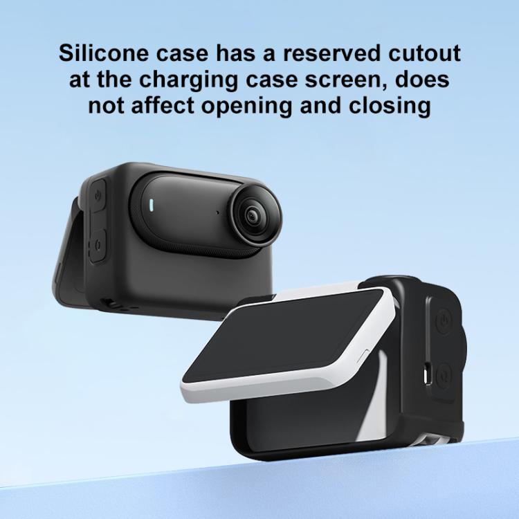 For Insta360 GO 3S PULUZ Camera Charging Box Silicone Cover with Lens Cap & Strap, For Insta360 GO 3S