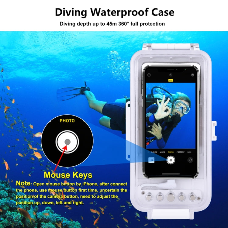 PULUZ 45m/147ft Waterproof Diving Case Photo Video Taking Underwater Housing Cover for iPhone 14 Series, iPhone 13 Series, iPhone 12 Series, iPhone 11 Series, iPhone X Series, iPhone 8 & 7, iPhone 6s, iOS 13.0 or Above Version iPhone...