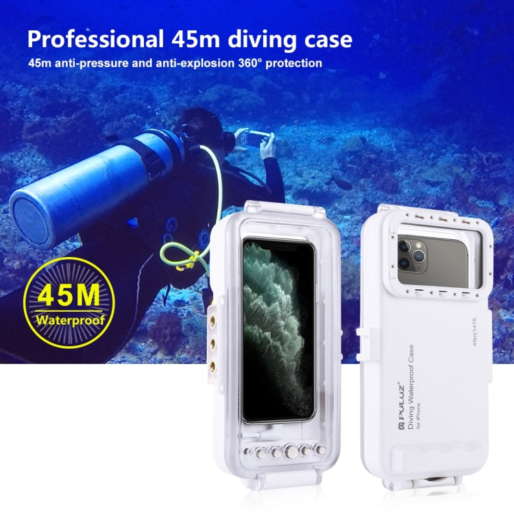 PULUZ 45m/147ft Waterproof Diving Case Photo Video Taking Underwater Housing Cover for iPhone 14 Series, iPhone 13 Series, iPhone 12 Series, iPhone 11 Series, iPhone X Series, iPhone 8 & 7, iPhone 6s, iOS 13.0 or Above Version iPhone...