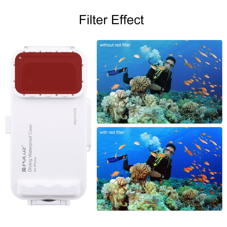 PULUZ 45m/147ft Waterproof Diving Case Photo Video Taking Underwater Housing Cover for iPhone 14 Series, iPhone 13 Series, iPhone 12 Series, iPhone 11 Series, iPhone X Series, iPhone 8 & 7, iPhone 6s, iOS 13.0 or Above Version iPhone...