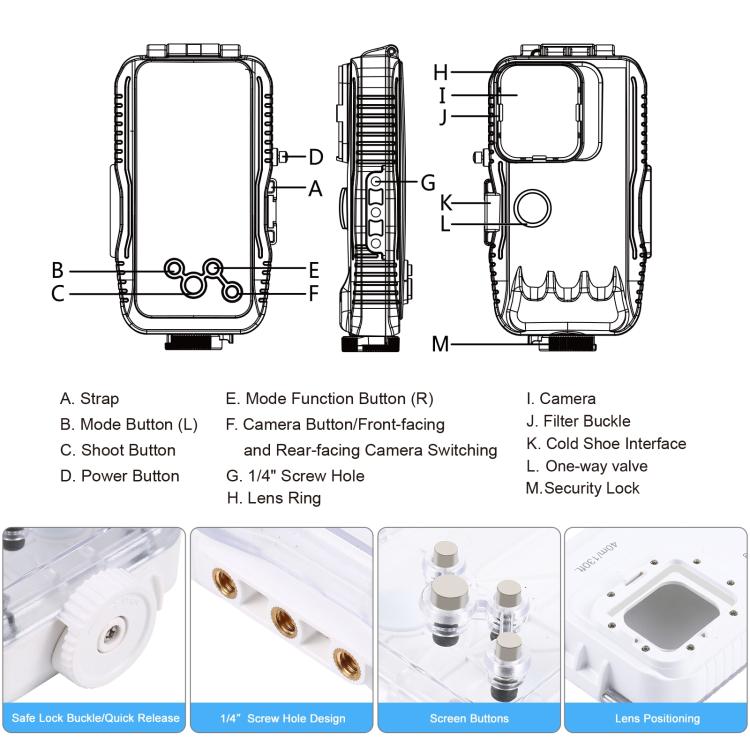 PULUZ 40m/130ft Waterproof Diving Case for 15 Pro Max / 15 Plus / iPhone 14 Plus / 14 Pro Max / 13 Pro Max / 12 Pro Max / 11 Pro Max, with One-way Valve Photo Video Taking Underwater Housing Cover, For iPhone 15 Pro Max / 15 Plus / 14 Plus...