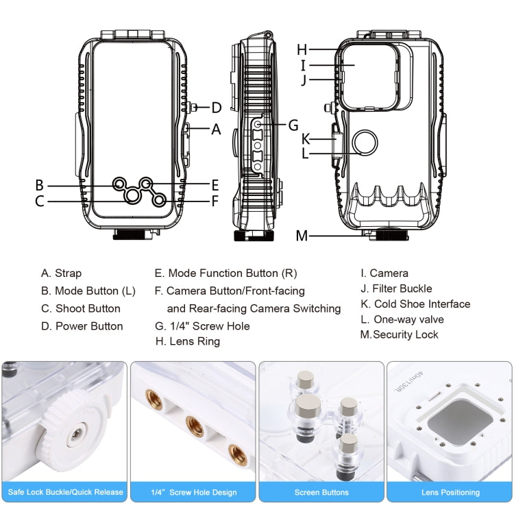 PULUZ 40m/130ft Waterproof Diving Case for 15 Pro Max / 15 Plus / iPhone 14 Plus / 14 Pro Max / 13 Pro Max / 12 Pro Max / 11 Pro Max, with One-way Valve Photo Video Taking Underwater Housing Cover, For iPhone 15 Pro Max / 15 Plus / 14 Plus...