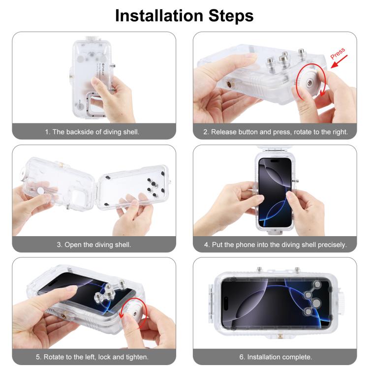 For iPhone 16 Pro PULUZ 40m/130ft Waterproof Diving Case Photo Video Taking Underwater Housing Cover, For iPhone 16 Pro(Transparent)