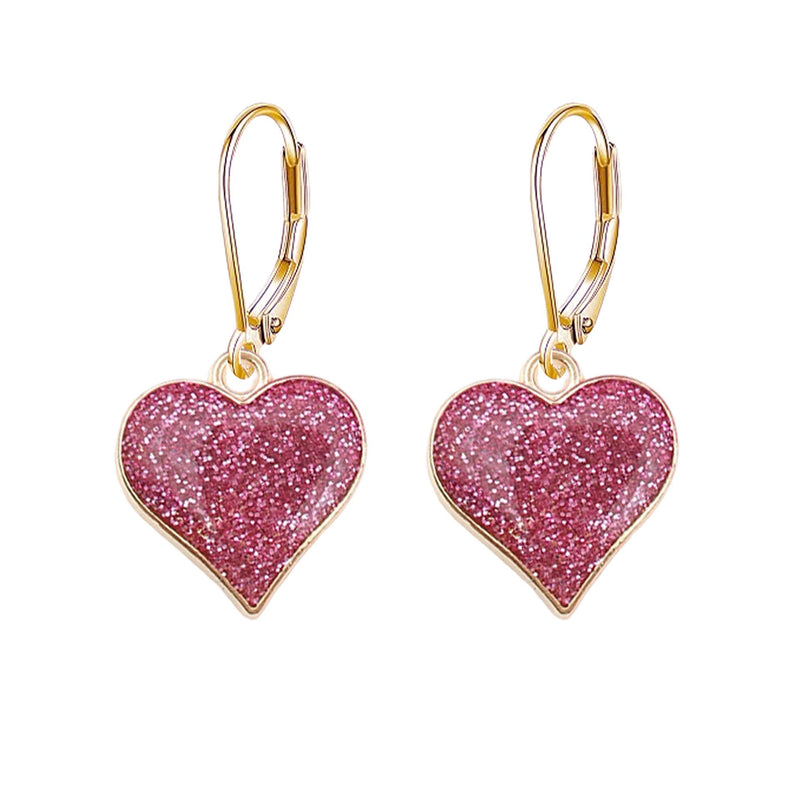 Pair of Heart Earrings Elegant Fashion Women's Jewellery Ear Ring 6 Colours