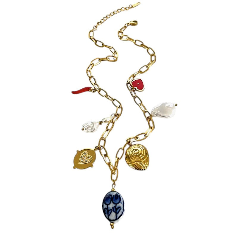 Amelia Paperclip & Charm Pendant Necklace