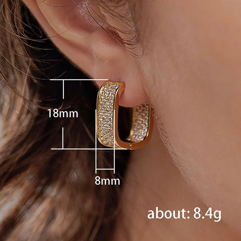 Paved CZ Hoop Earrings for Women - Silver/Gold Colour Simple Earring Jewellery