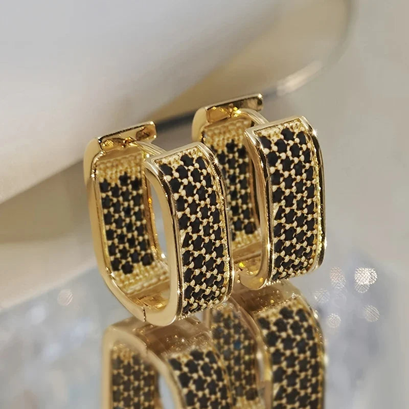 Paved CZ Hoop Earrings for Women - Silver/Gold Colour Simple Earring Jewellery