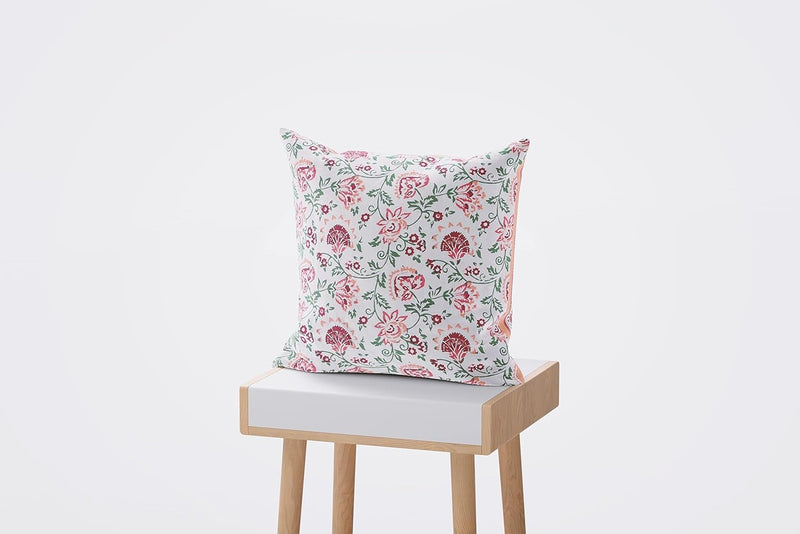 Peach Paisley Ethnic Cotton Square Cushion Covers