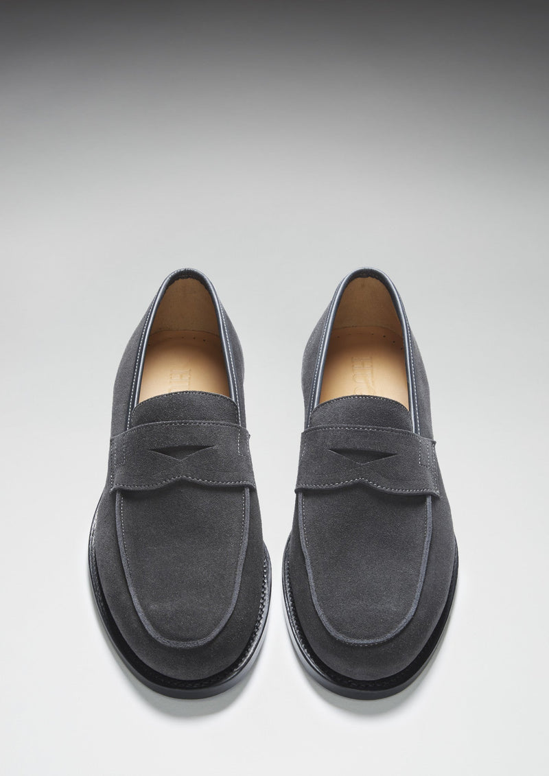 Slate Grey Suede Loafers, Welted Leather Sole