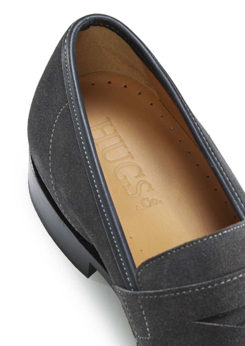 Slate Grey Suede Loafers, Welted Leather Sole
