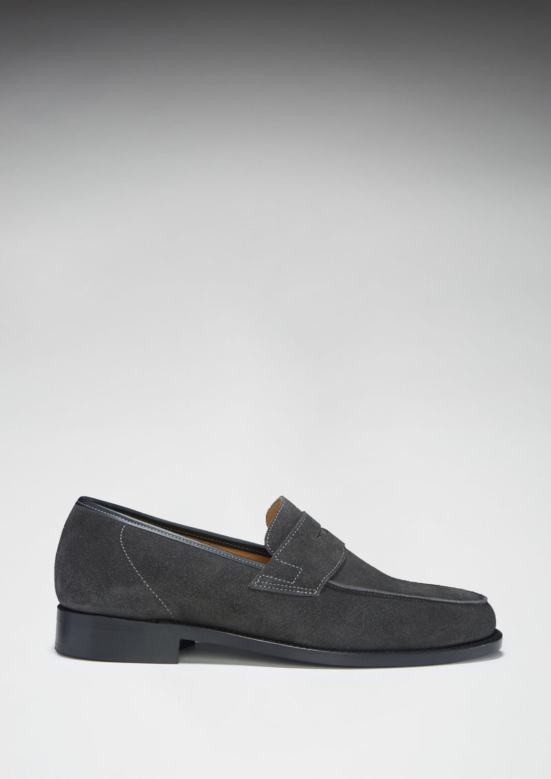 Slate Grey Suede Loafers, Welted Leather Sole