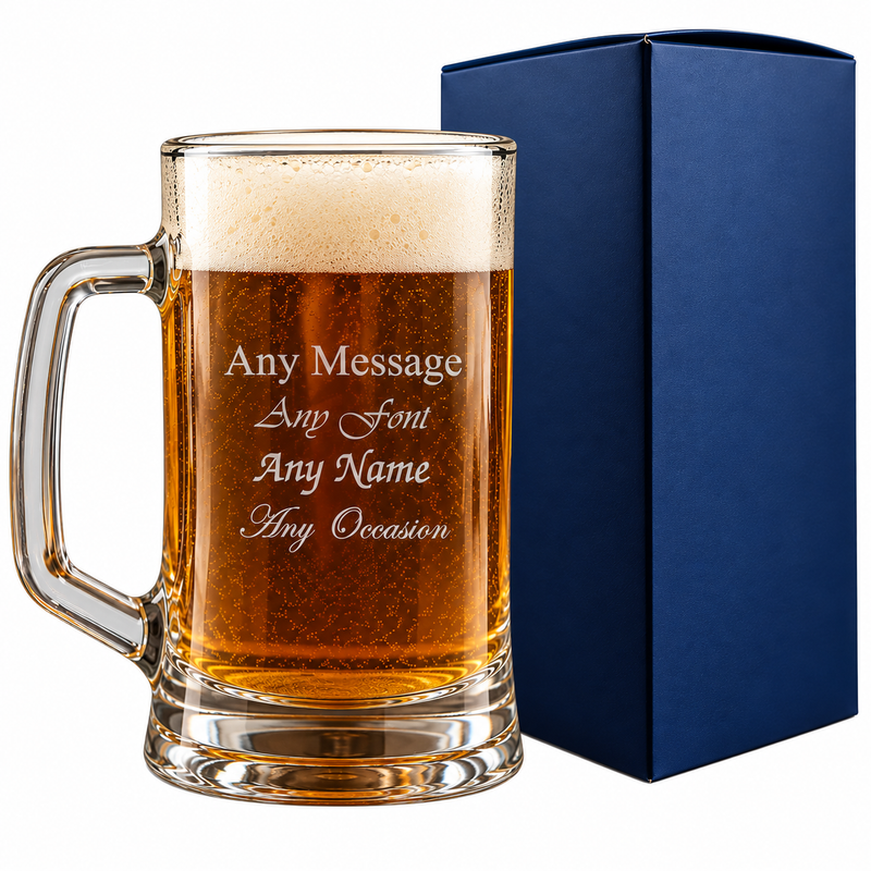 Personalised 16oz Beer Tankard – Engraved with Gift Box