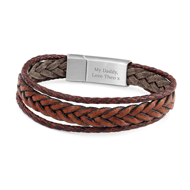 Personalised Men’s Brown Rune Woven Bracelet