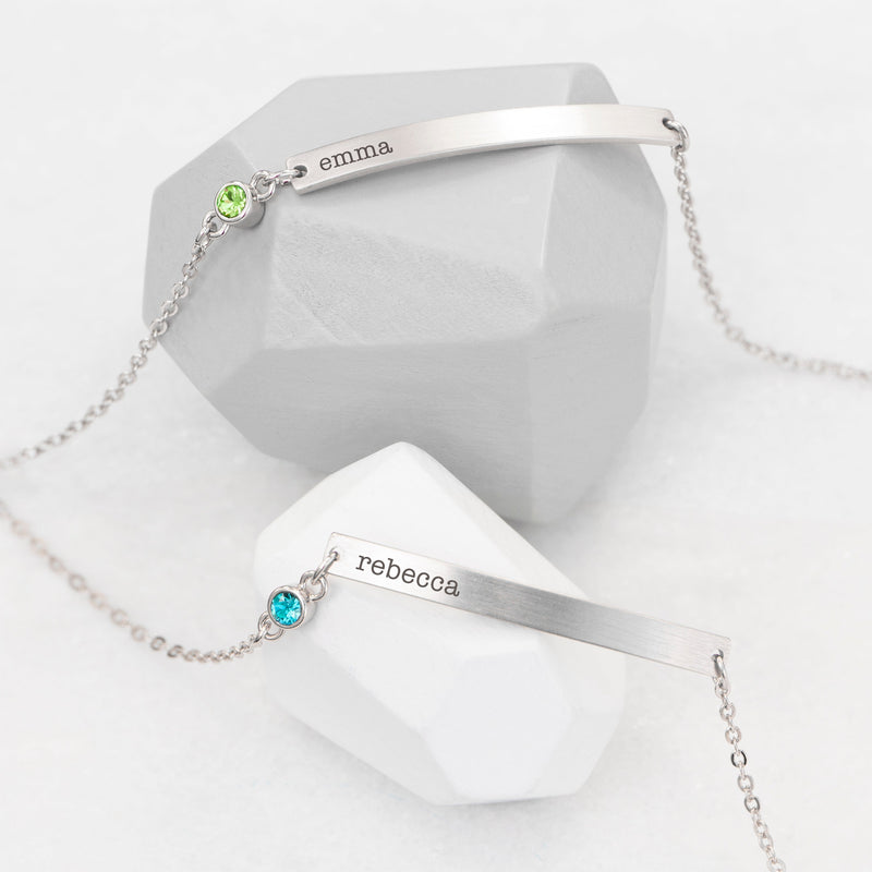 Personalised Silver Birthstone Swarovski Crystal Bracelet