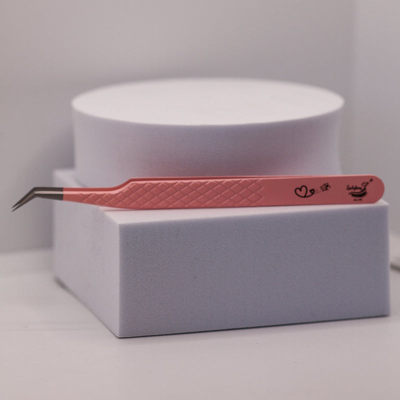 Angled Fibre Grip Volume Tweezers Silver or Pink