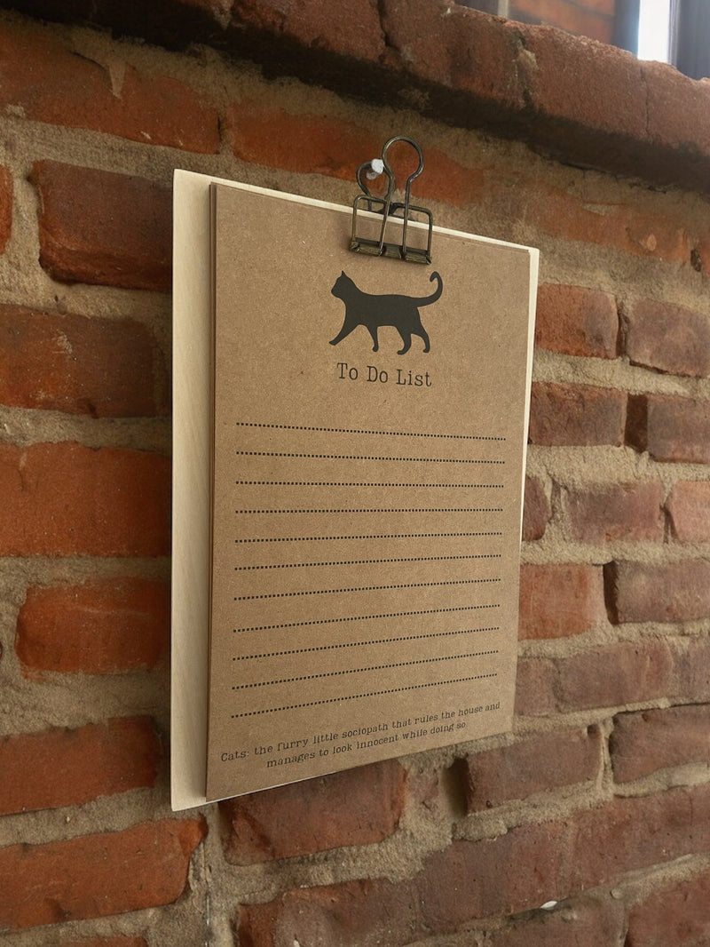 Cat Lover To Do Lists on Clipboard