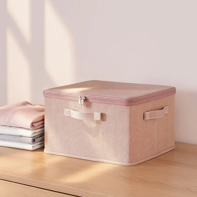 Pink Clothes Storage Box Large Capacity Foldable Quilt Storage Bag Boxes Handle