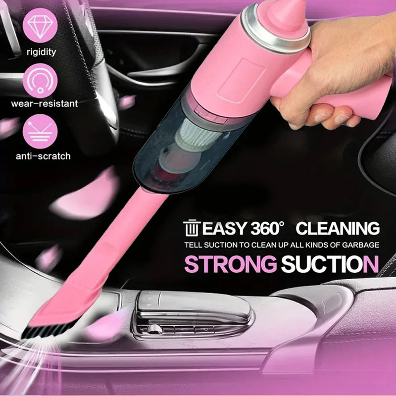 Pink 3 in 1 Handheld Vacuum Cleaner Suction & Blower Mini Car Home USB Portable