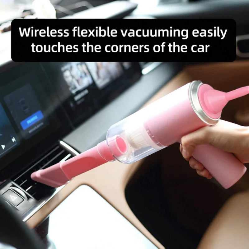 Pink 3 in 1 Handheld Vacuum Cleaner Suction & Blower Mini Car Home USB Portable